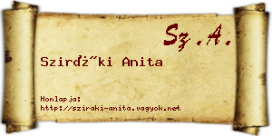 Sziráki Anita névjegykártya